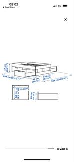 Brimnes IKEA bed 140x200 + lattenbodem en lade, Huis en Inrichting, Slaapkamer | Bedden, Ophalen, Verstelbaar, Wit, Tweepersoons