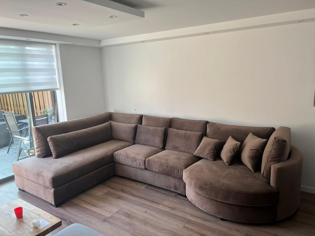 Loungebank bruin/velvet, Ophalen, Zo goed als nieuw