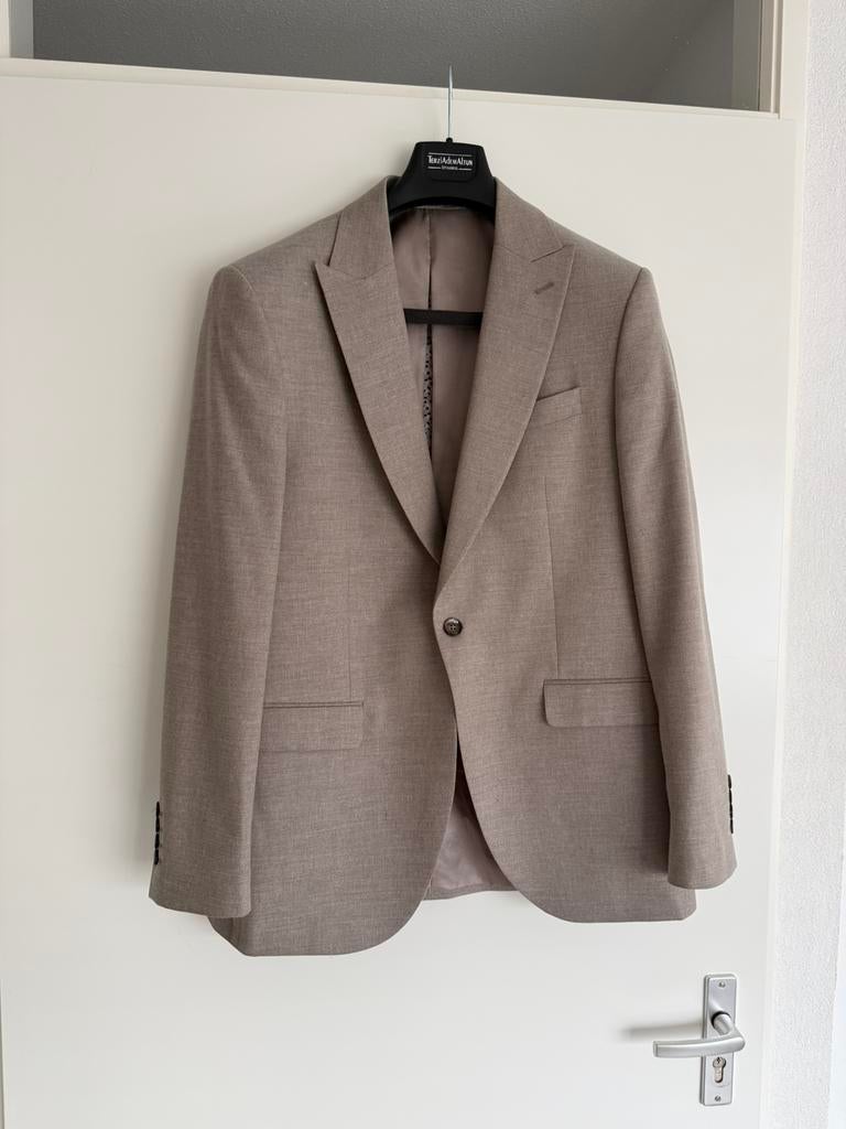 Driedelig herenpak inclusief stropdas - creme wit - Maat L, Ophalen, Zo goed als nieuw