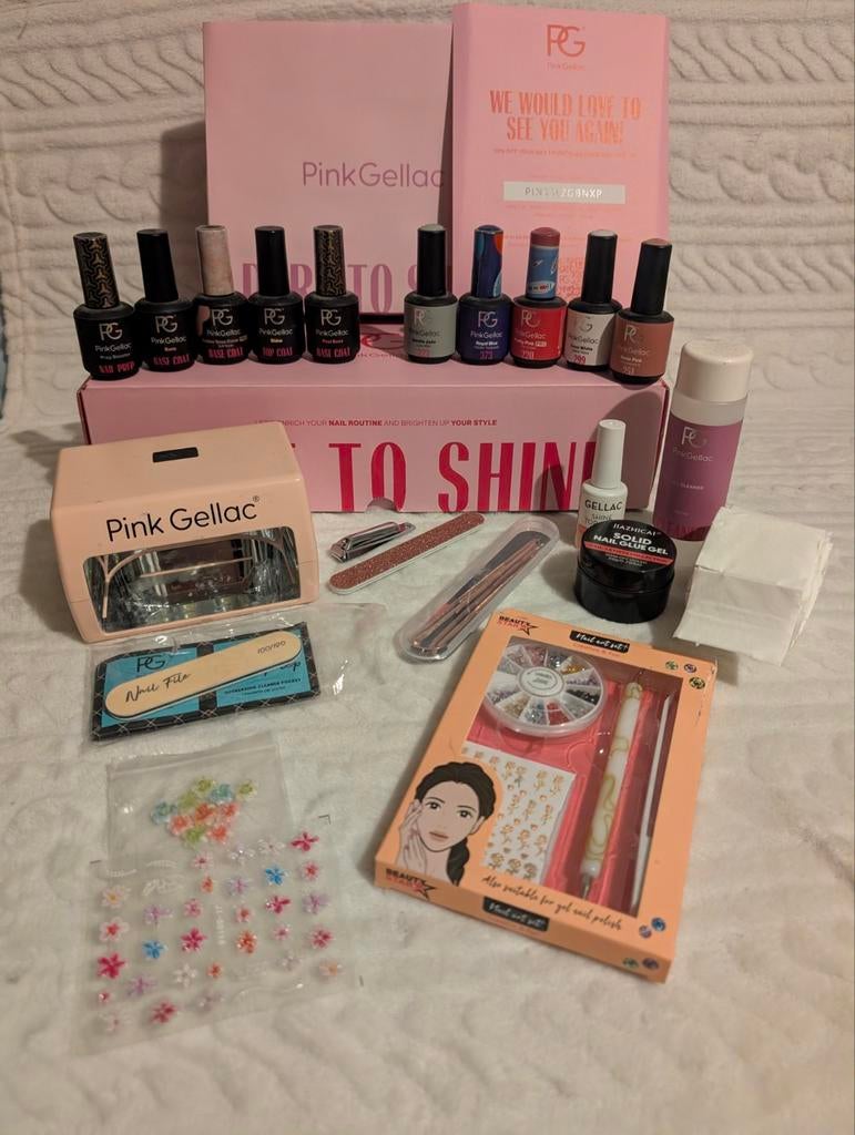 Pink Gellac Groot Startpakket - icl nagel freesmachine, Ophalen of Verzenden, Zo goed als nieuw, Toebehoren, Handen en Nagels