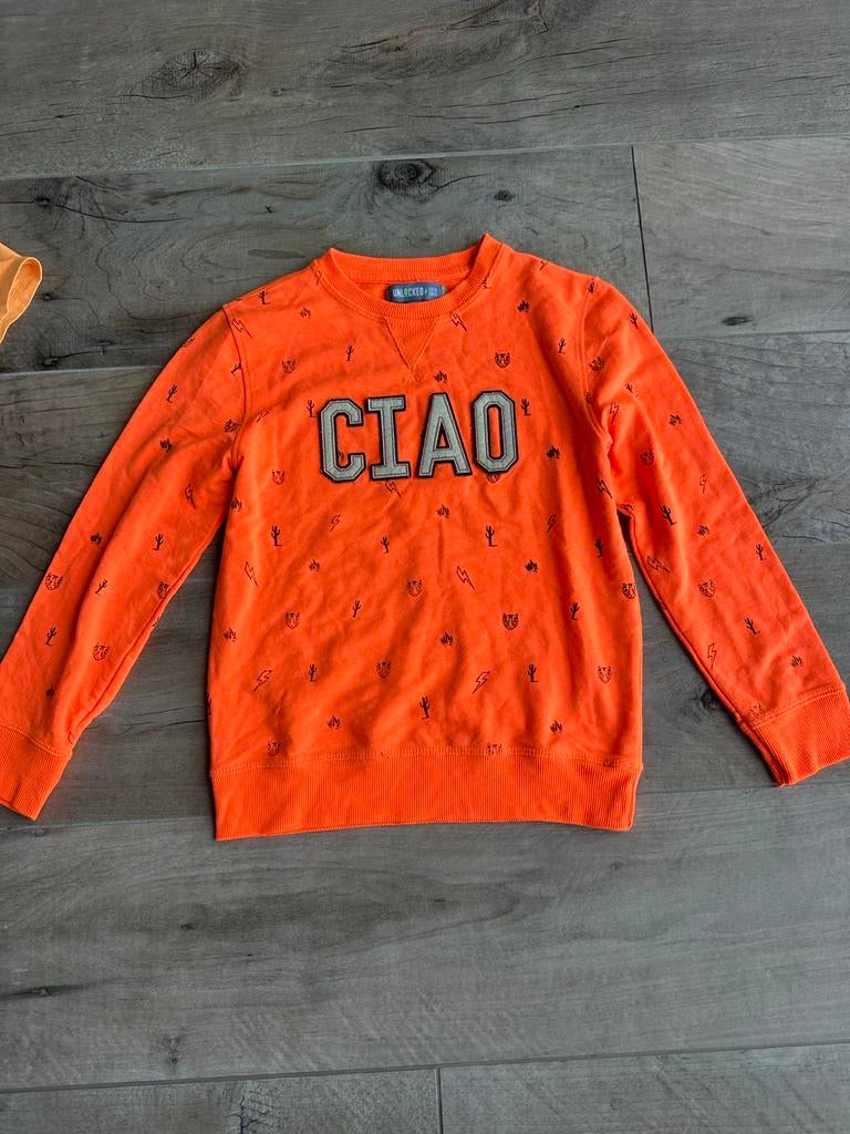 Dunne trui oranje 'Ciao' maat 140/146, Ophalen of Verzenden, Gebruikt, Jongen of Meisje, Trui of Vest