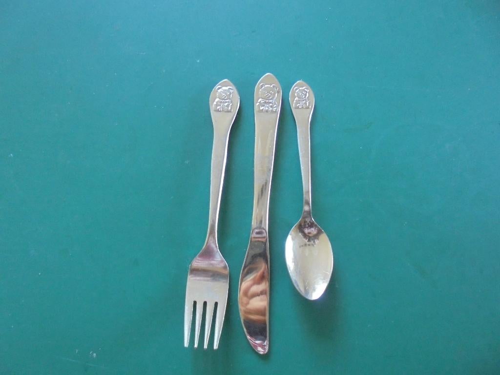 kinder bestek teddy inox, Ophalen of Verzenden, Rvs of Chroom