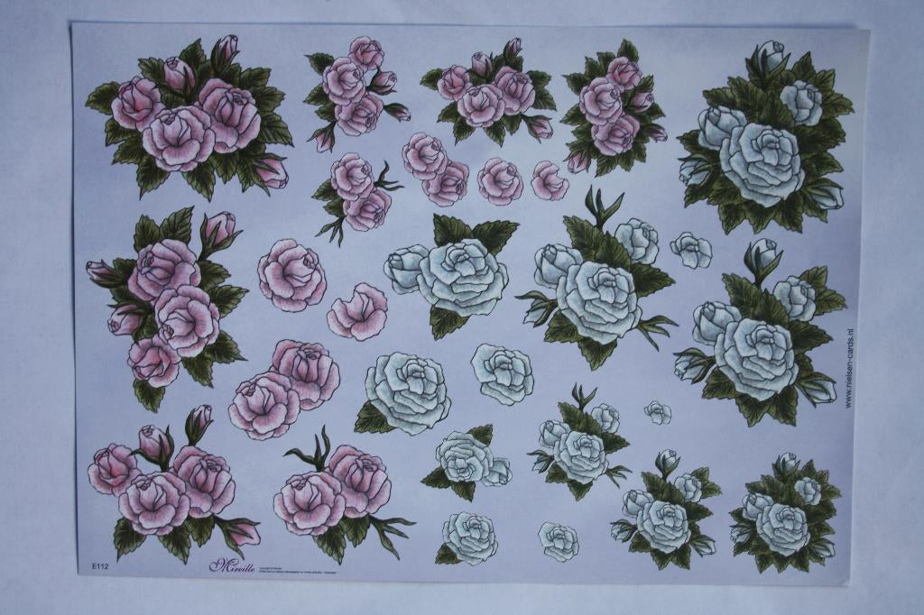 4 stuks knipvellen 3D mireille bloemen 7285, Ophalen of Verzenden, Nieuw, Natuur, Knipvel