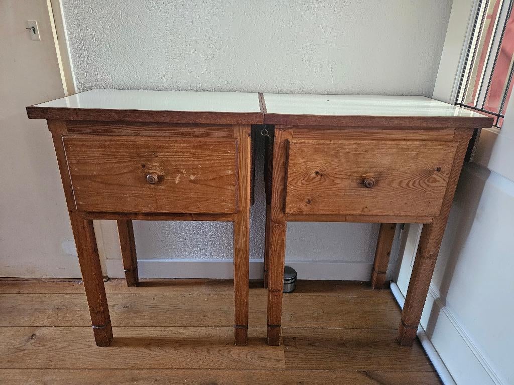 Mooie unieke houten set kastjes, Antiek en Kunst, Antiek | Meubels | Kasten, Ophalen