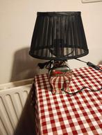 tafellamp zilveren voet met zwarte kap. de kap is ovaal, Ophalen of Verzenden, Zo goed als nieuw, Stof, Minder dan 50 cm