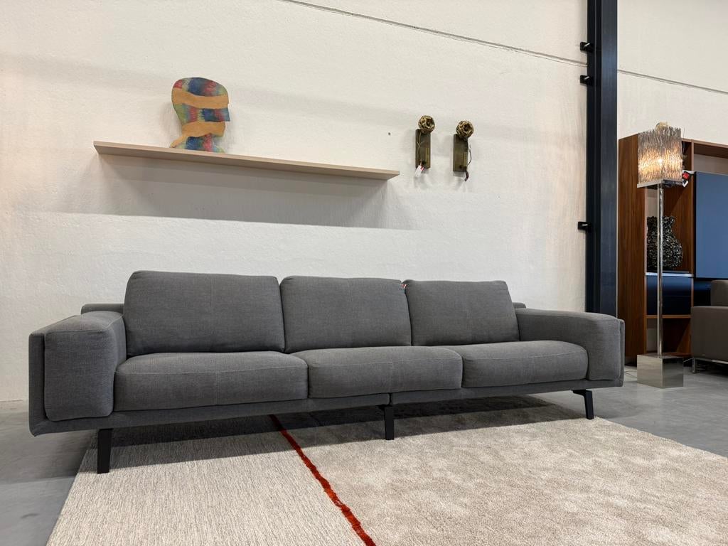 Leolux Bellice Bank Prairie stof Blauw grijs Design l296, 250 tot 300 cm, Ophalen of Verzenden, Rechte bank, Stof