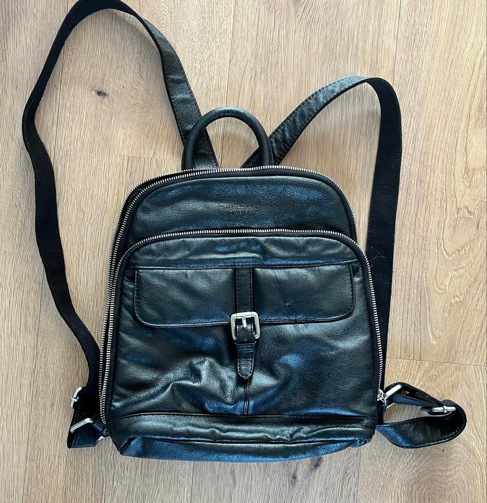 Zwart lederen rugtas (oil tanned leather), Overige merken, Gebruikt, 25 tot 40 cm, Ophalen of Verzenden