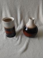 Twee keramieken vazen, wit, oranje en zwart, Antiek en Kunst, Antiek | Keramiek en Aardewerk, Ophalen of Verzenden