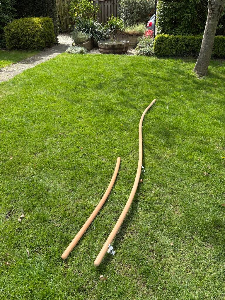 Trapleuning massief beuken 3.20 m en 1.30 m, Ophalen, Gebruikt