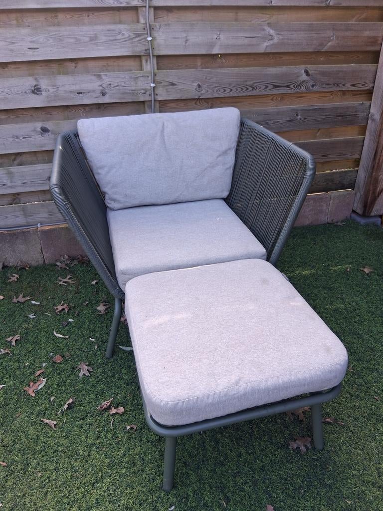 Loungestoel Iris met hocker, Ophalen of Verzenden, Gebruikt, Stoel