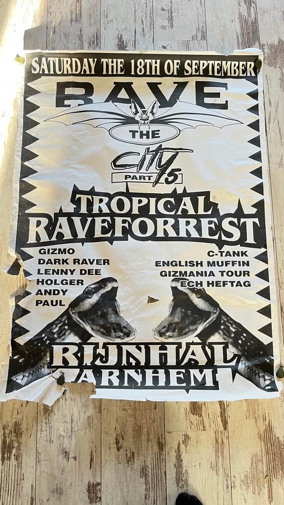 90’s rave the city poster gabber hardcore Thunderdome, Verzamelen, Deurposter of groter, Ophalen of Verzenden, Film en Tv, Rechthoekig Staand