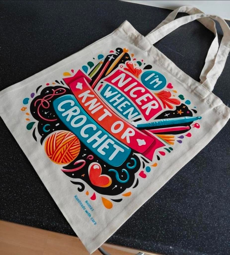 Katoenen (project)tas. Haak,- en/of breitas., Ophalen of Verzenden, Nieuw