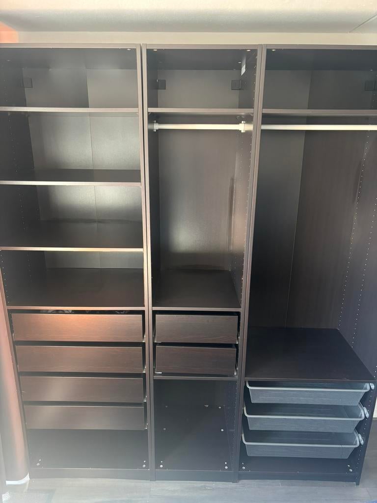 Ikea PAX kast donkerbruin (3 delen), Ophalen, Gebruikt, 150 tot 200 cm, 50 tot 75 cm