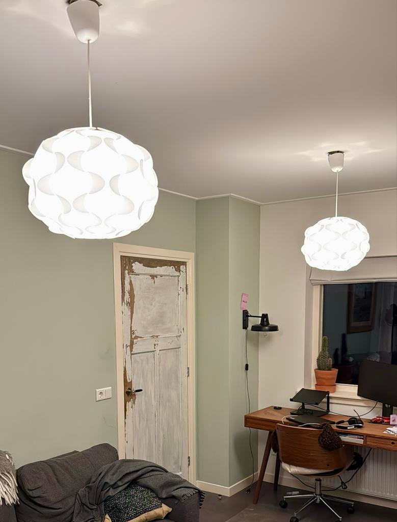 Witte Fillsta Ikea hanglampen, 40 cm breed, Ophalen of Verzenden, Gebruikt, Kunststof, Minder dan 50 cm