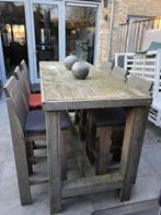 Buitentafel bartafel 6 stoelen, Ophalen, Gebruikt, Rechthoekig, Hout