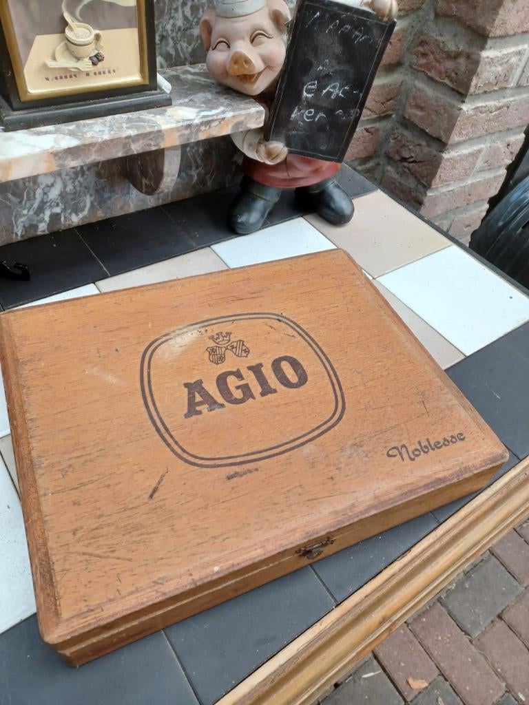 Vintage Agio Noblesse Sigarenkistje Houten Doos, Ophalen of Verzenden, Gebruikt