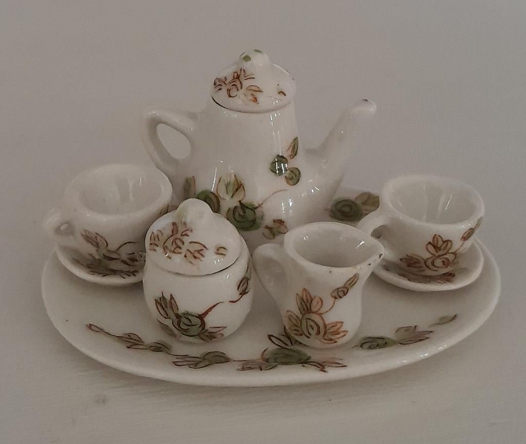 Miniatuur theeservies op dienblad 1:12, Ophalen of Verzenden, Zo goed als nieuw, Decoratie