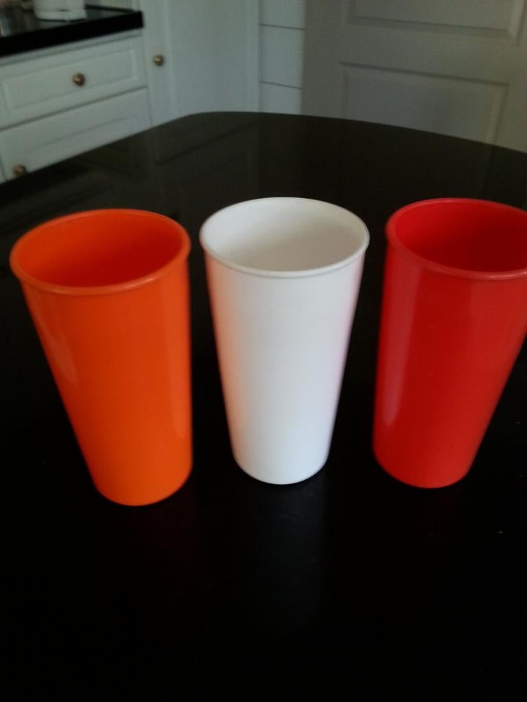 Retro Tiger Plastic Drinkbekers - ZGAN, Ophalen of Verzenden, Zo goed als nieuw, Rood, Beker of Kan