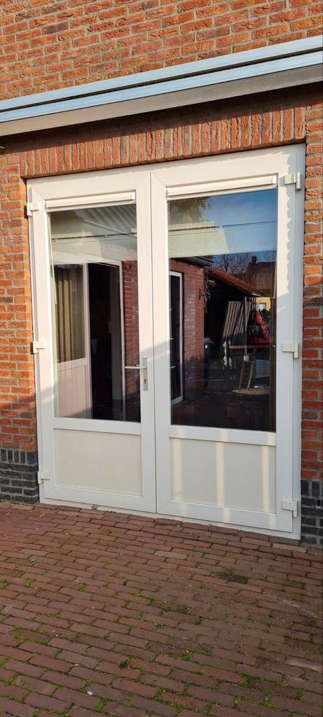 Kunststof tuindeuren, crème ral 9001, 245x200 cm, Doe-het-zelf en Verbouw, Deuren en Horren, Gebruikt, Buitendeur, 215 cm of meer