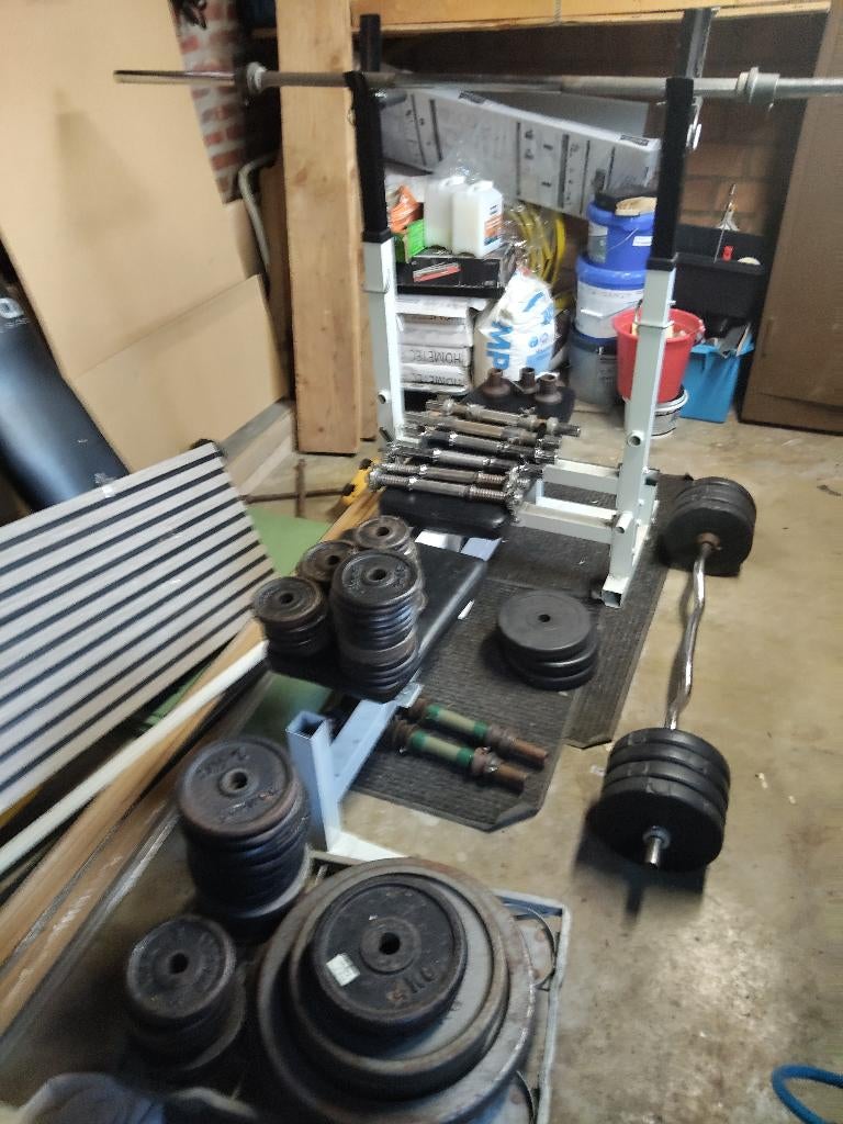 Dumbells, stang, Curlstang, drukbank,, Ophalen, Gebruikt, Benen, Dumbbell