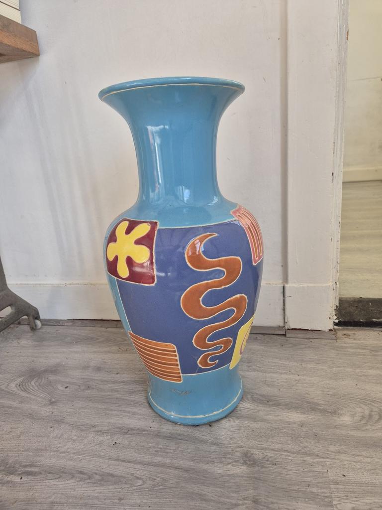 Gekleurde vaas - 40 cm hoog, Huis en Inrichting, Woonaccessoires | Vazen, Ophalen, Overige kleuren, Aardewerk of Porselein, Zo goed als nieuw