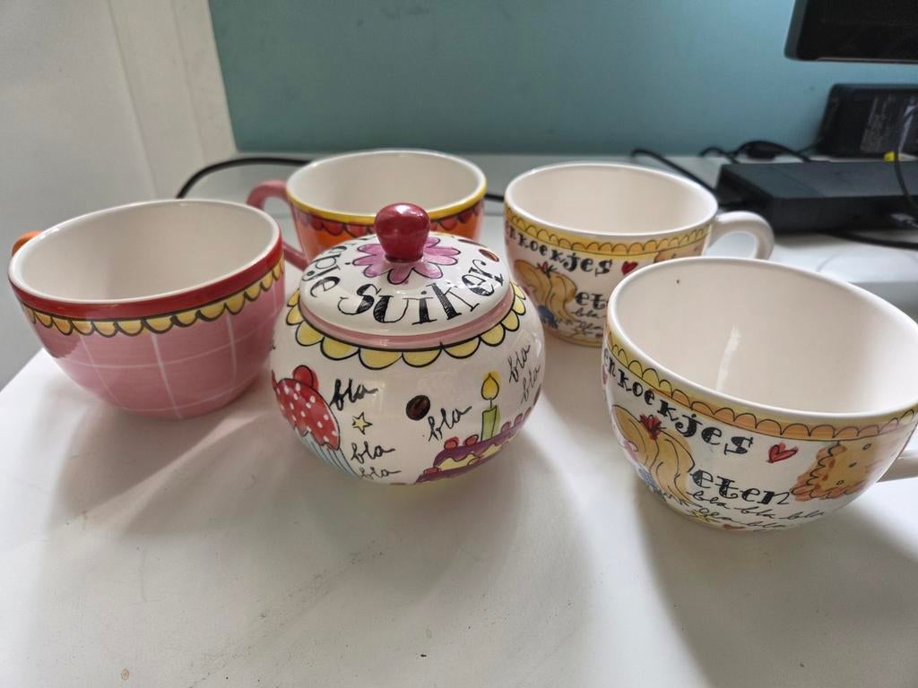 Blond Amsterdam theekoppen / soepkoppen en suikerpot, Huis en Inrichting, Keuken | Servies, Ophalen