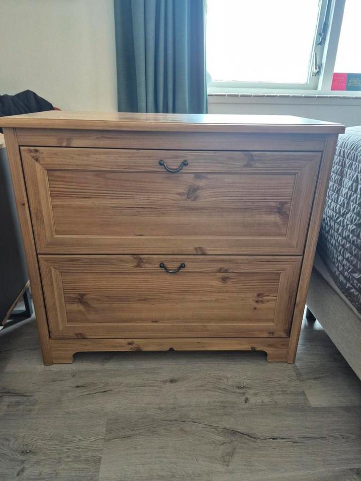Houten ladekast met 2 laden - Zo goed als nieuw, Huis en Inrichting, Kasten | Ladekasten, Zo goed als nieuw, Minder dan 100 cm