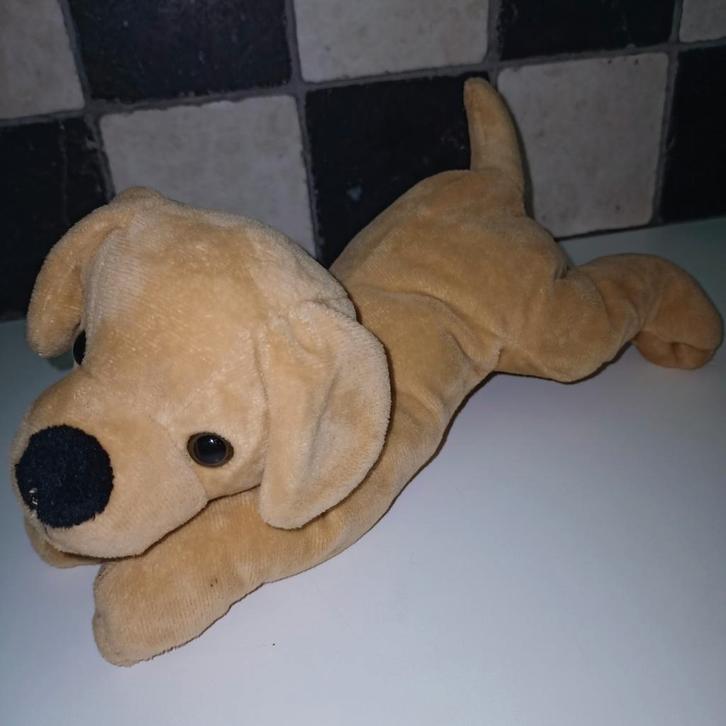 Nicotoy, simba, velours bruin hondje., Kinderen en Baby's, Speelgoed | Knuffels en Pluche, Zo goed als nieuw, Hond, Ophalen of Verzenden