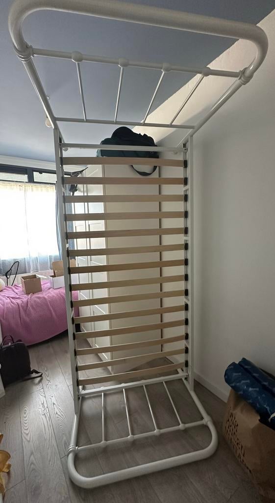 witte metalen bed, Ophalen, Gebruikt, 90 cm, Eenpersoons