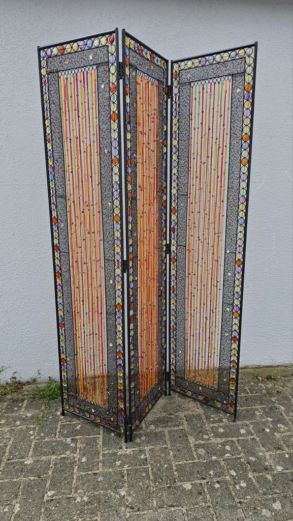 Decoratief kamerscherm met kralen en linten, Ophalen, Gebruikt