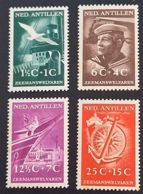 Nederlandse Antillen 1952 nvph 239-243 - Zeemanswelvaren, Ophalen of Verzenden