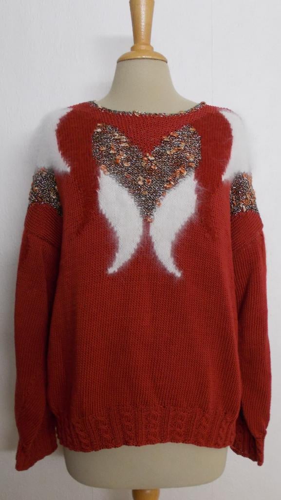 Vintage trui met hartje/engel vleugel vorm! L, Verzenden, Zo goed als nieuw, Maat 42/44 (L), Overige kleuren