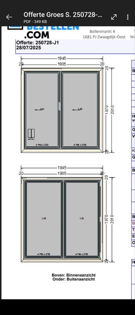 Tweedelige nieuwe harmonica pui, 225 cm of meer, Nieuw, Ophalen of Verzenden, Schuifpui
