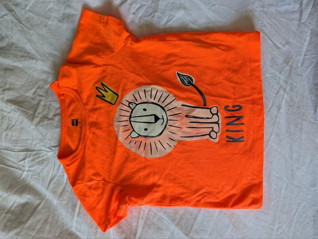 Oranje shirt Koningsdag maat 80 met leeuw, Kinderen en Baby's, Babykleding | Maat 80, Ophalen, Jongetje of Meisje, Zo goed als nieuw