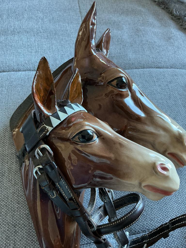 Jema Holland Paardenhoofden Muurdecoratie - Set van 2, Ophalen of Verzenden, Zo goed als nieuw, Bruin, Overige materialen