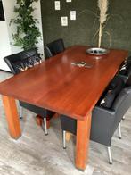 Eikenhouten eettafel met 4 bijpassende fauteuils, Ophalen, Gebruikt, Klassiek, Eikenhout