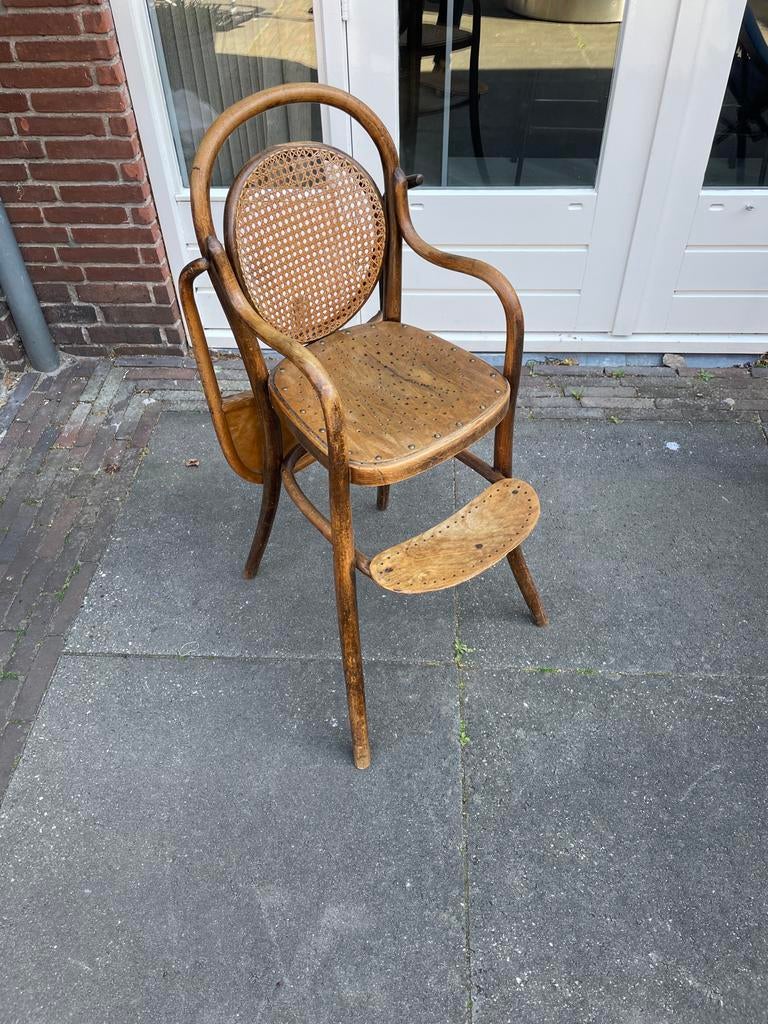Antieke Thonet kinderstoel met rieten rugleuning, Ophalen of Verzenden