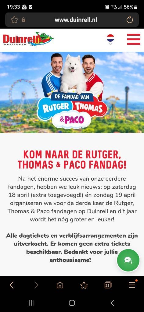 Gezocht: Rutger, thomas en paco fandag 19 april, Tickets en Kaartjes, Twee personen, April, Overige typen
