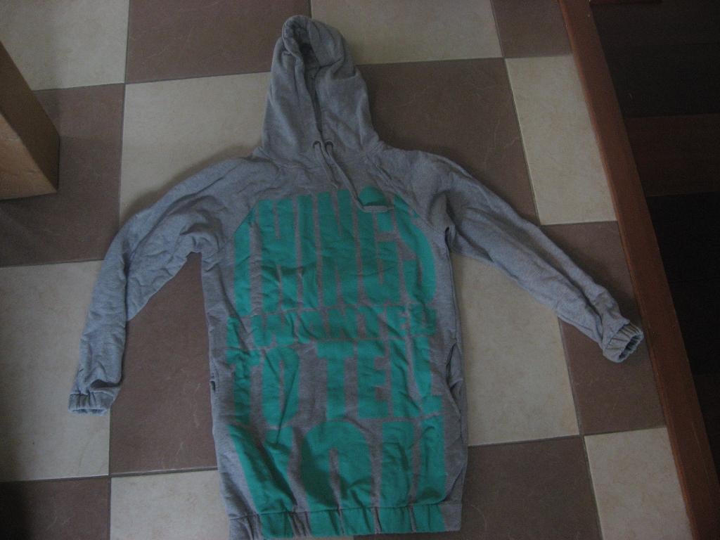 SALE grijze/ groene Minimum lange hoodie , mt 36, Minimum, Verzenden, Zo goed als nieuw, Maat 36 (S)