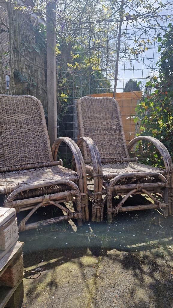 Rotan stoelen, Tuin en Terras, Tuinstoelen, Gebruikt, Rotan, Verstelbaar, Ophalen of Verzenden