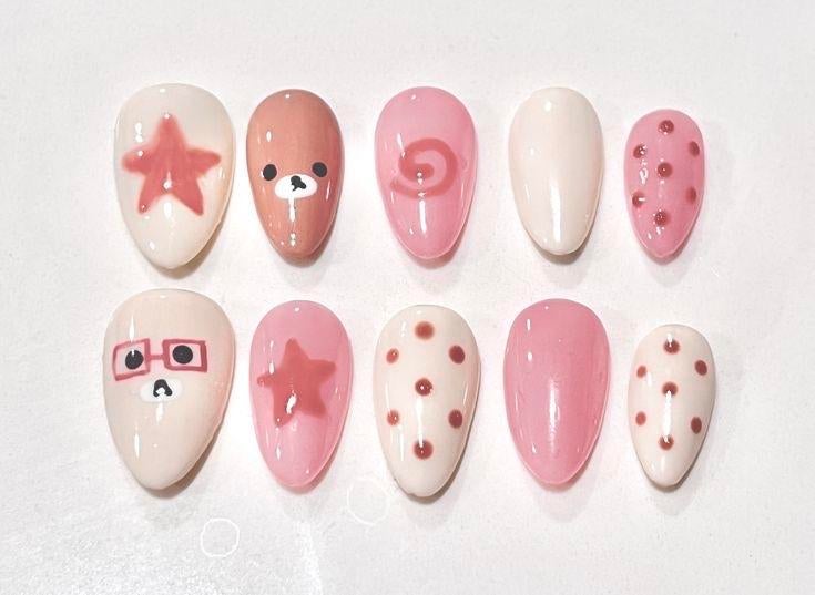 Handgemaakte press on nagels met leuke designs, Nieuw, Ophalen of Verzenden, Toebehoren, Handen en Nagels
