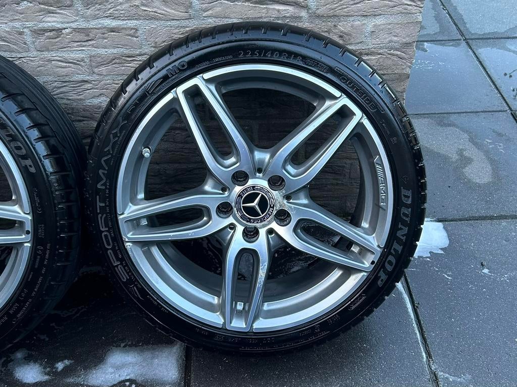 18” AMG velgen W176 - A klasse CLA - 225/40/18 - Dunlop, Ophalen, 18 inch, Gebruikt, Banden en Velgen