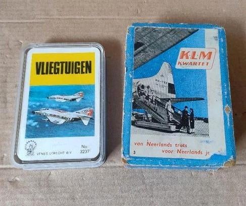 2 kaart kwartetten vliegtuigen uit 1970 en KLM kwartet 1950, Ophalen of Verzenden, Gebruikt, Kwartet(ten)