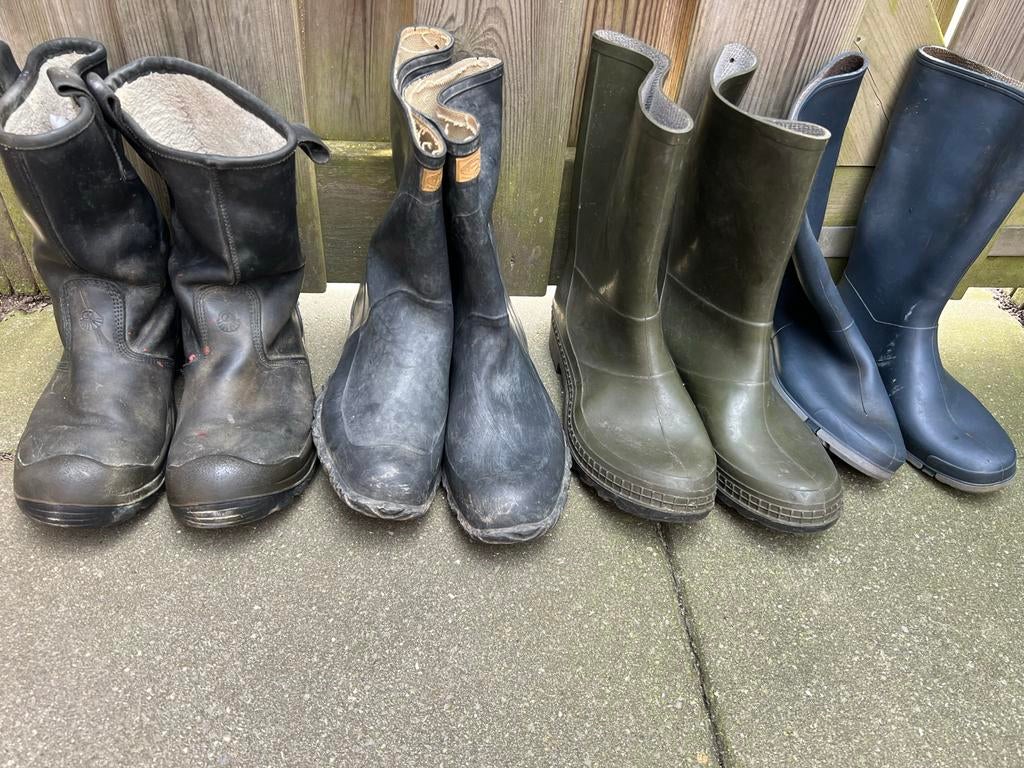 Diverse rubberen laarzen en werklaarzen, Ophalen, Gedragen, Zwart, Regenlaarzen