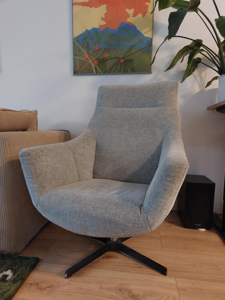 Grijze luie stoel (zo goed als nieuw!), Huis en Inrichting, Fauteuils, Zo goed als nieuw, Stof, 75 tot 100 cm, 75 tot 100 cm, Ophalen