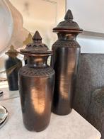 Twee Prachtige Raku Gestookte Vazen - Keramiek, Ophalen of Verzenden