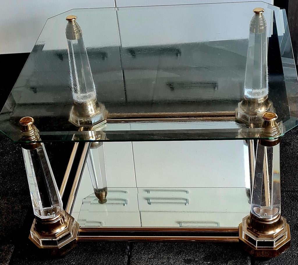 Plexiglas  bladgoud  bijzettafel, Huis en Inrichting, Tafels | Salontafels, Ophalen