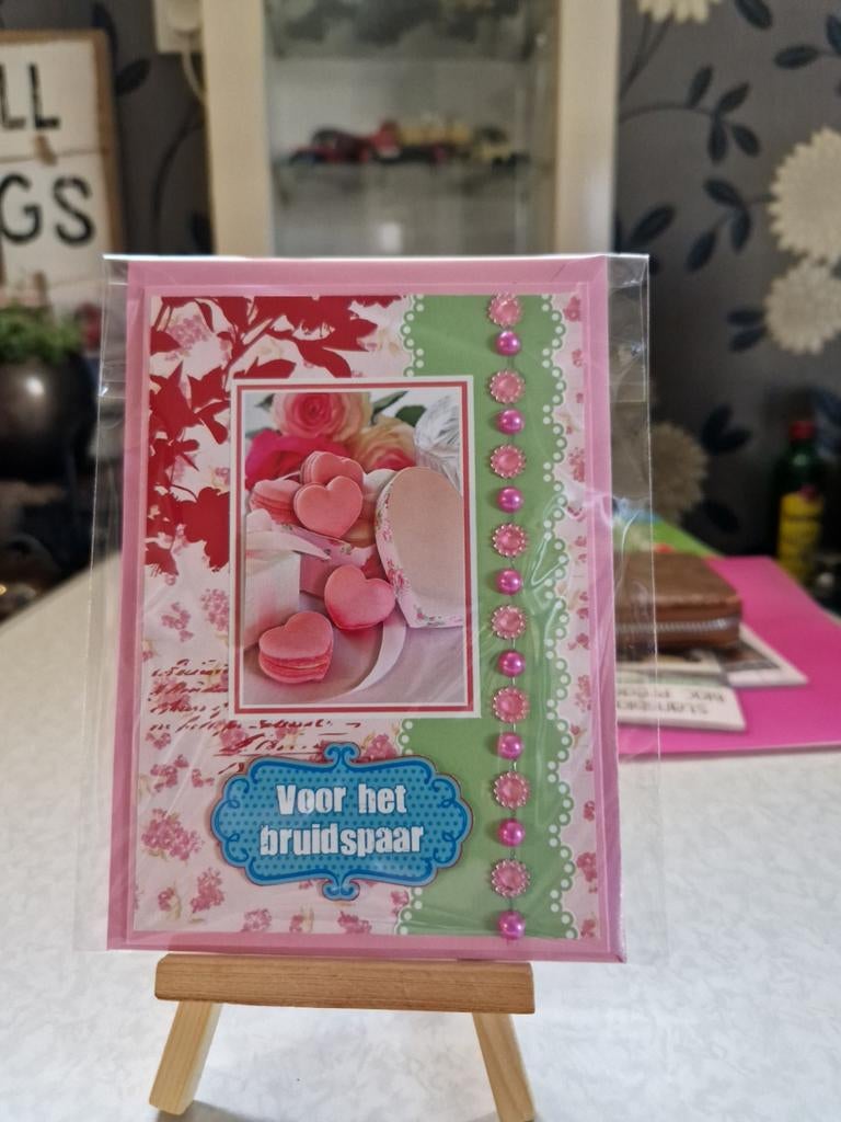Kaartje huwelijk/trouwen koekjes in de vorm van hartjes, Ophalen of Verzenden, Nieuw, Overige thema's
