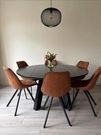 WOOOD Rhonda Eettafel 150 cm Zwart Eiken, Huis en Inrichting, Tafels | Eettafels, Ophalen, 100 tot 150 cm, 150 tot 200 cm, Nieuw