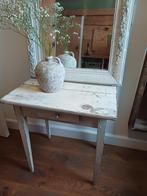 Brocante wit bijzettafeltje met lade, Ophalen